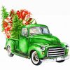 Green Vintage Christmas Truck paint by numbers