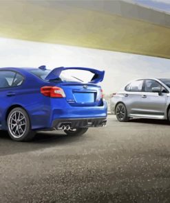 Grey And Blue Subaru Cars paint by numbers