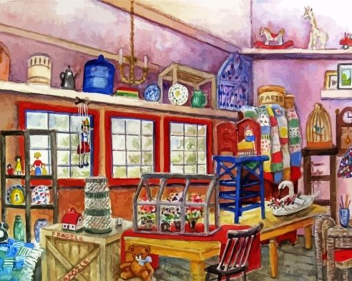 Interior Of Antique Store paint by numbers