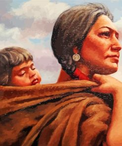 Native American mom and baby paint by number