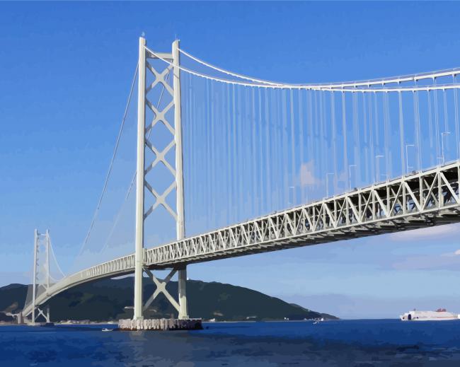 Pont Akashi Japan Bridge paint by numbers