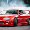 Drifting Red Jdm Car paint by numbers
