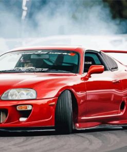 Drifting Red Jdm Car paint by numbers