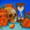 Sand Clock With Skull And Roses paint by numbers