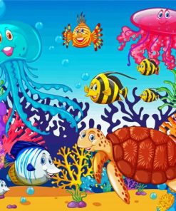 Sea Animals Cartoon paint by numbers