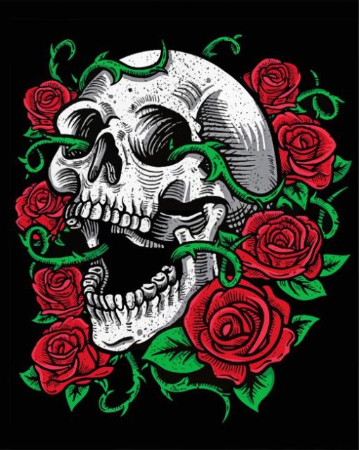 Skull And Roses Art paint by numbers