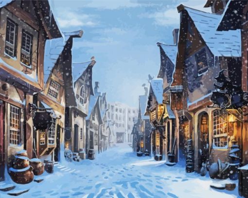 Snowy Diagon Alley paint by numbers