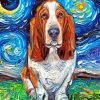 Starry Night Basset Hound paint by numbers