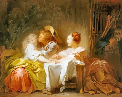 Stolen Kiss By Jean Honore Fragonard paint by numbers