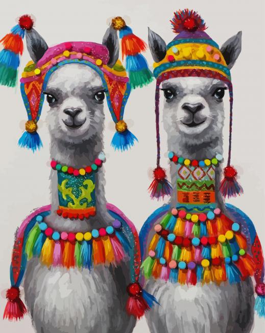 Stylish Llamas Animals paint by numbers