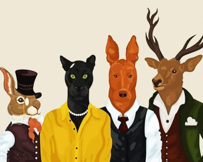 Stylish Animals Illustration paint by numbers