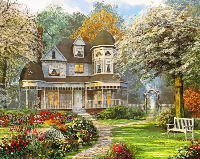 Victorian House Garden paint by number