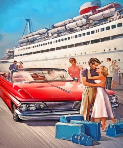 Vintage Travel Couple Poster paint by numbers