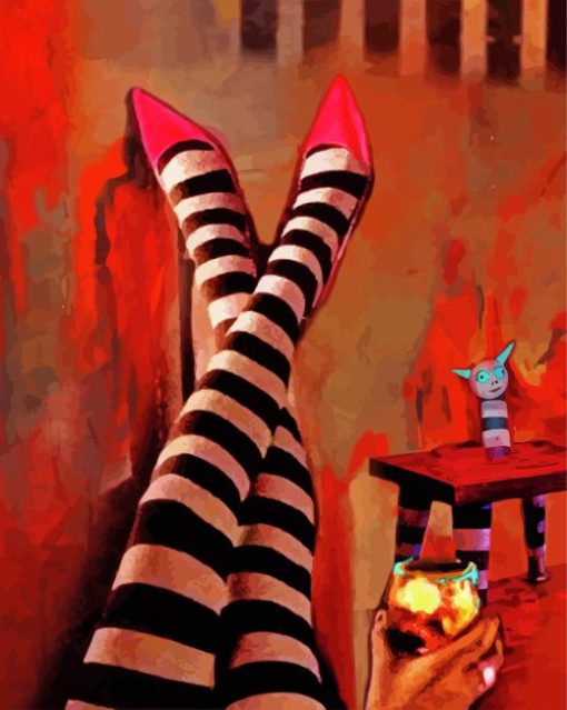 Woman With Red Shoes Art paint by numbers