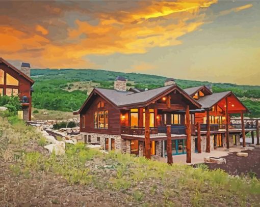 Classy Log Home Paint by numbers