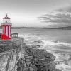 Red Monochrome Lighthouse Paint by numbers