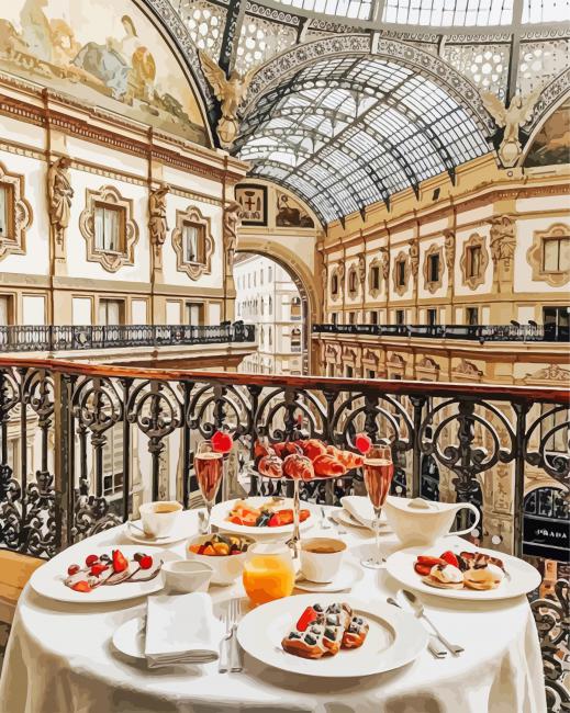 Breakfast In Milan Italy paint by numbers