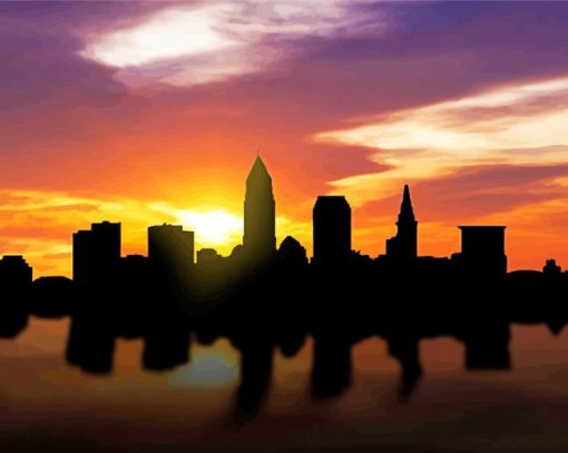 Cleveland Silhouettes At Sunset paint by numbers
