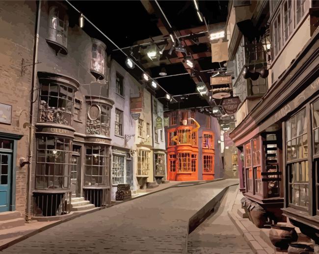 Diagon Alley Harry Potter Paint By Numbers - Canvas Paint by numbers