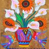 Flowers And Birds Mexican paint by numberFolk Art