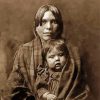 monochrome Native American mom and baby paint by number