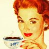 Retro Woman Drinking Coffee paint by numbers