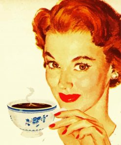 Retro Woman Drinking Coffee paint by numbers
