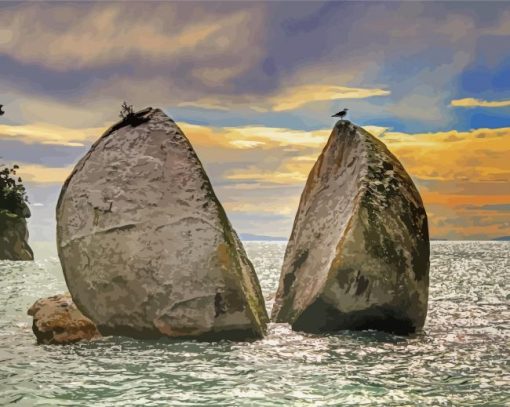 Split Rock In Water paint by numbers