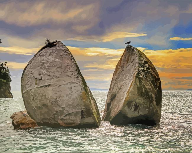 Split Rock In Water paint by numbers