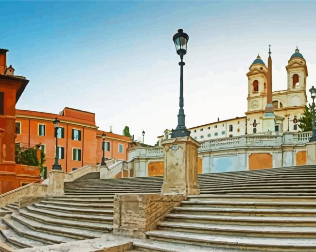 the spanish steps Rome paint by numbers