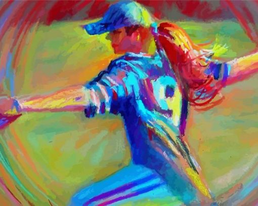 Girl Softball Illustration paint by numbers