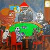 Monkey poker players paint by number