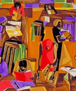 The Library by Jacob Lawrence paint by number