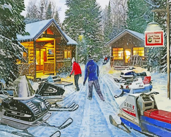 Vintage Snowmobile Paint by numbers