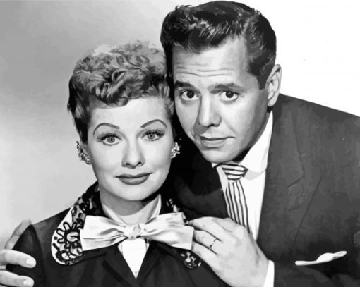 black and white Lucy and desi paint by number