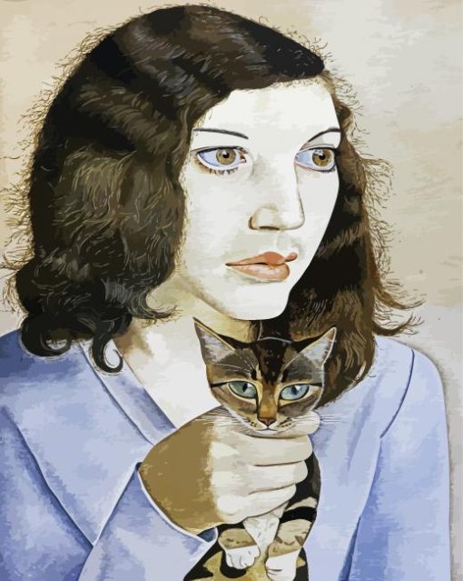 girl with a kitten by Lucian Freud paint by numbers
