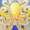 Golden Octopus In Blue paint by numbers