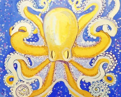Golden Octopus In Blue paint by numbers