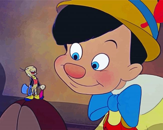 jiminy cricket and pinocchio cartoon paint by numbers