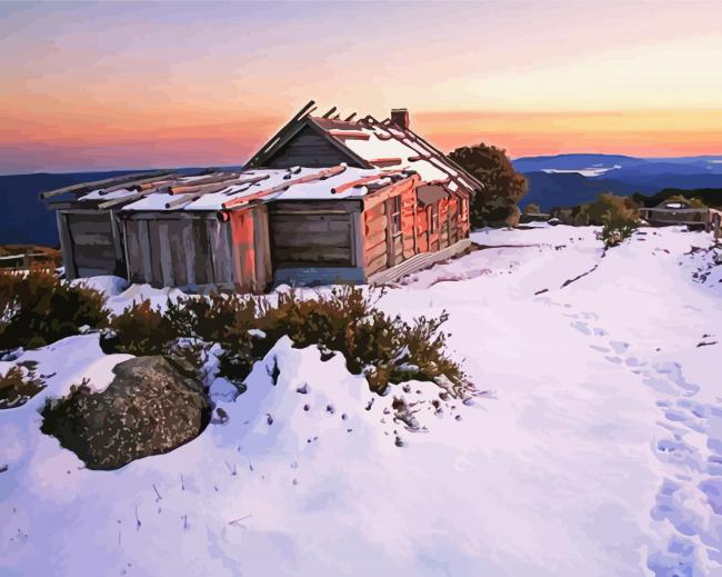 snow in craigs hut australia paint by numbers