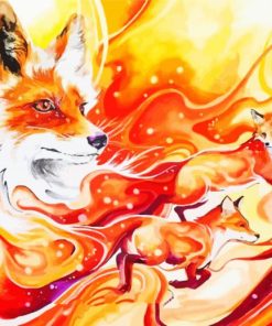 Abstract Orange Fox paint by numbers