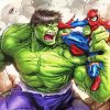 Spiderman And Hulk Illustration paint by numbers