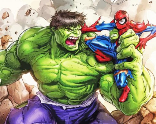 Spiderman And Hulk Illustration paint by numbers