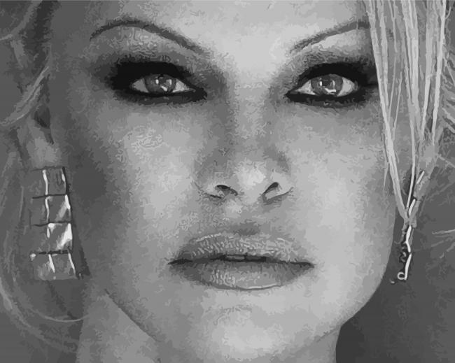 Monochrome Pamela Anderson paint by numbers