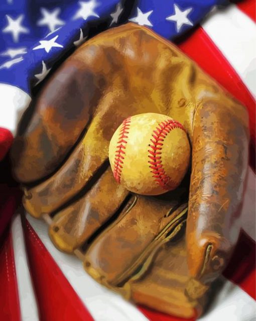American Flag Baseballs Illustration paint by numbers