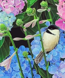 Bird With Hydrangea paint by numbers