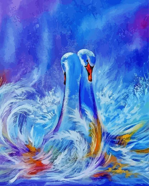 Abstract Romantic Swan piant by numbers