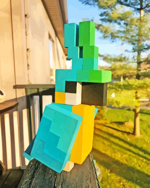 Parrot Minecraft paint by numbers
