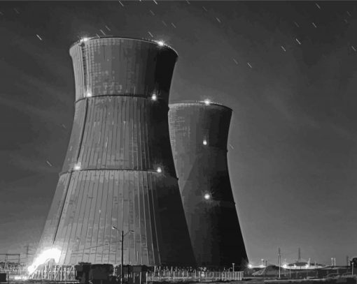 Black And White Nuclear Buildings paint by numbers