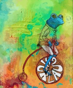 Blue Frog On Bicycle paint by numbers